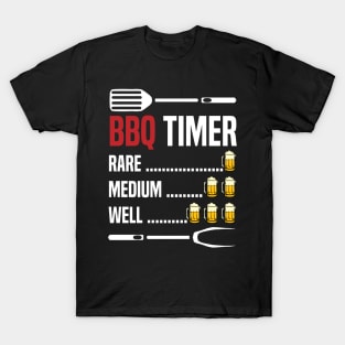 funy vintage bbq timer with beer timer for grilling meat beef pork and brisket for grill master T-Shirt